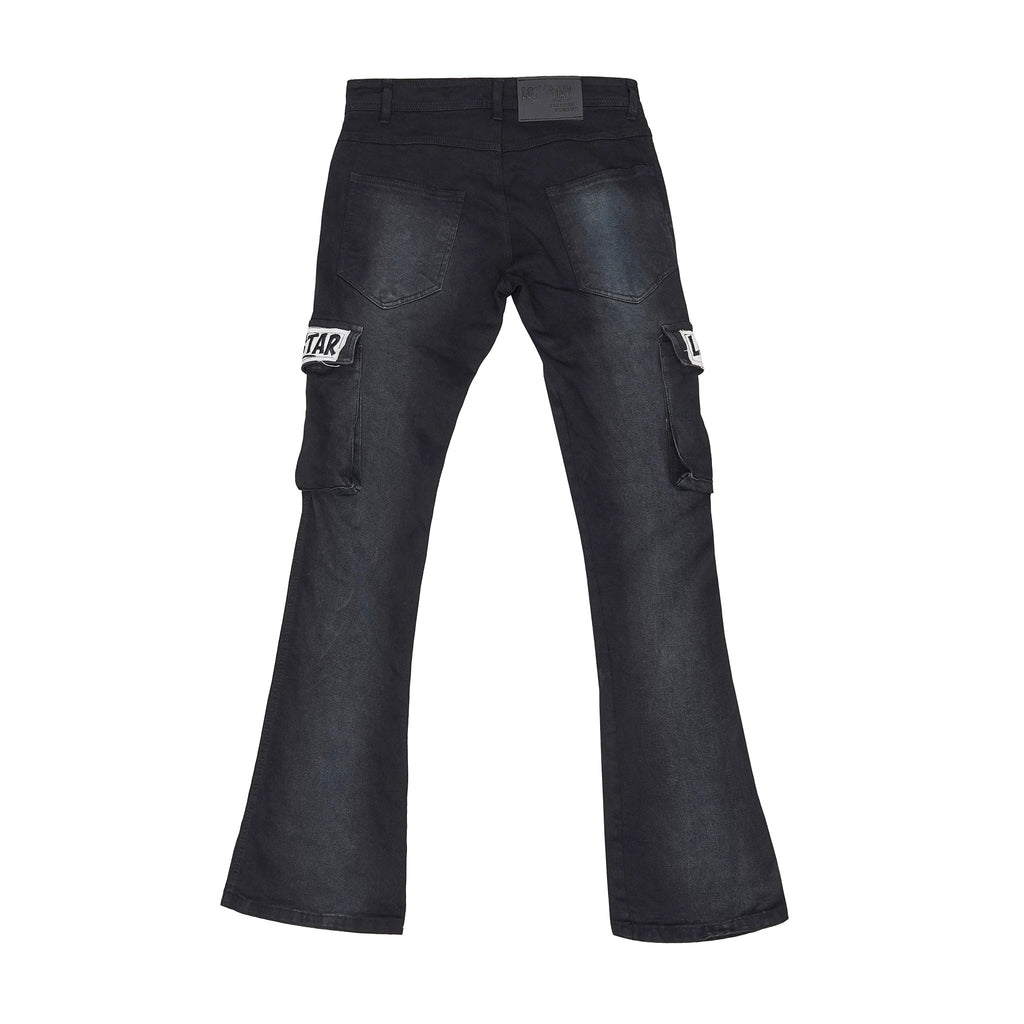 Lone$tar “Blaze Patchwork” Black Flare Cargo Jeans