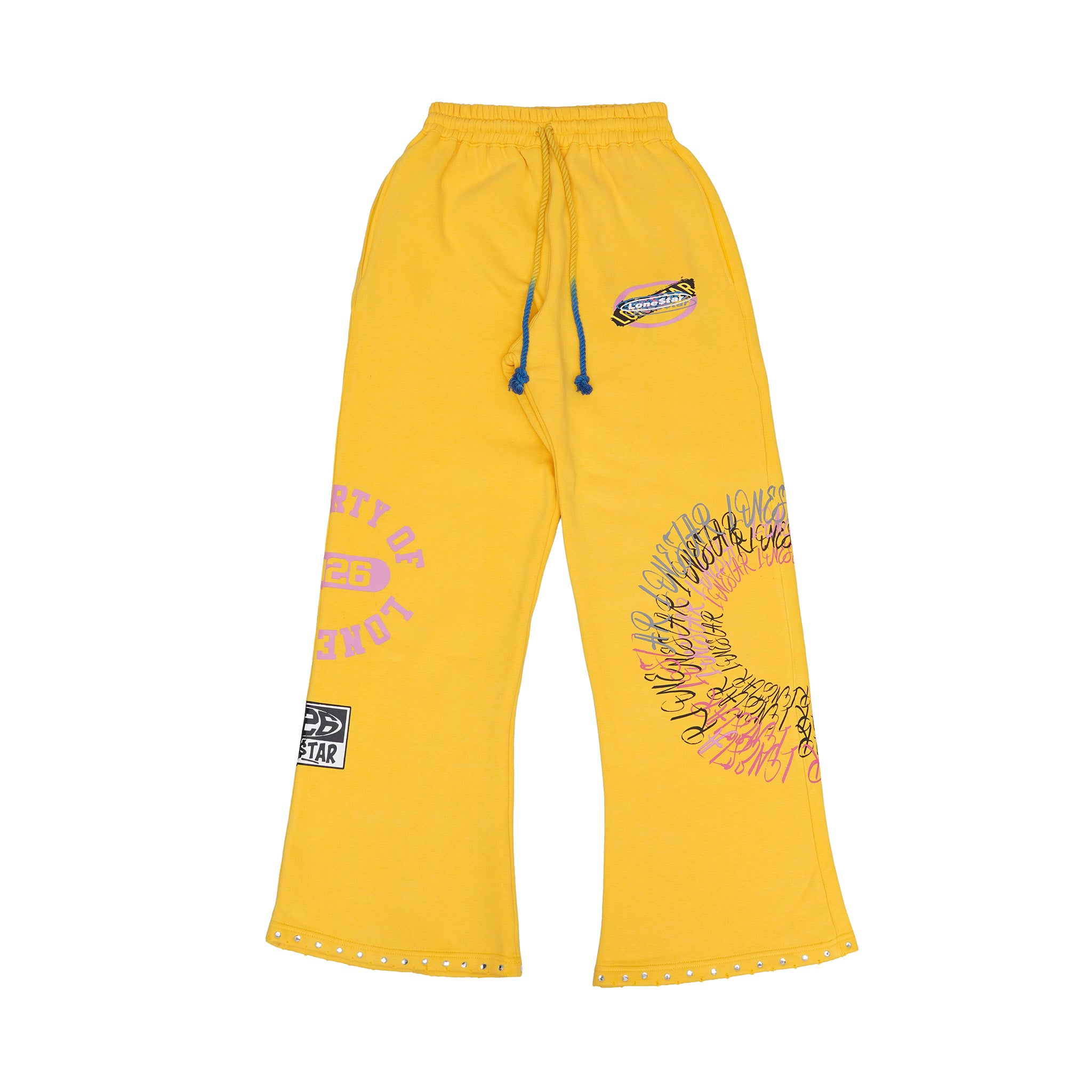 Lone$tar “Solar Vibe” Studded Graphic Yellow Sweatsuit